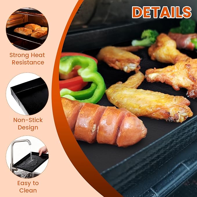 Professional-Grade 4-Pack PTFE Solid Oven Baskets, 13.5x14.5x1 Inch Non-Stick Solid Oven Trays for Commercial Kitchens & High-Volume Cooking