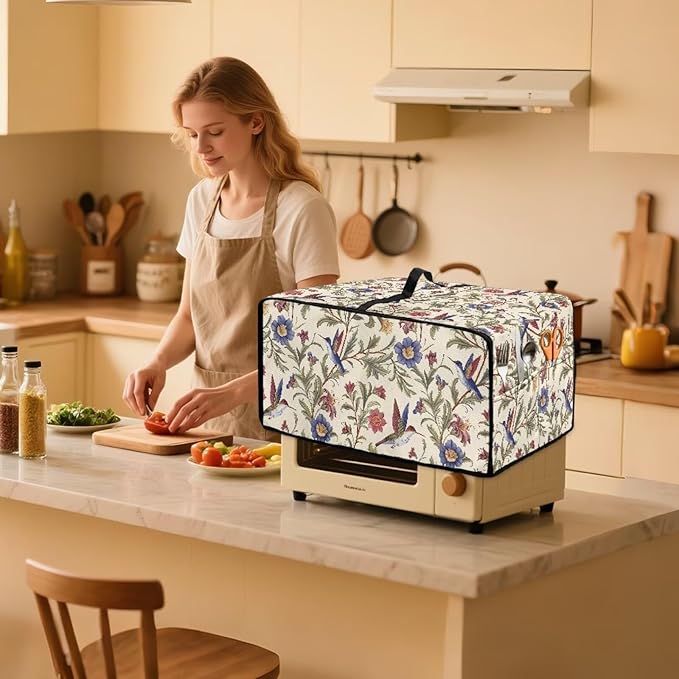 Countertop Convection Oven Cover Dust Protection Air Fryer Toaster Oven Covers for Home Kitchen Decorations 18.5 x 22.5 x 13 Inches, L, Hummingbird Floral Leaf
