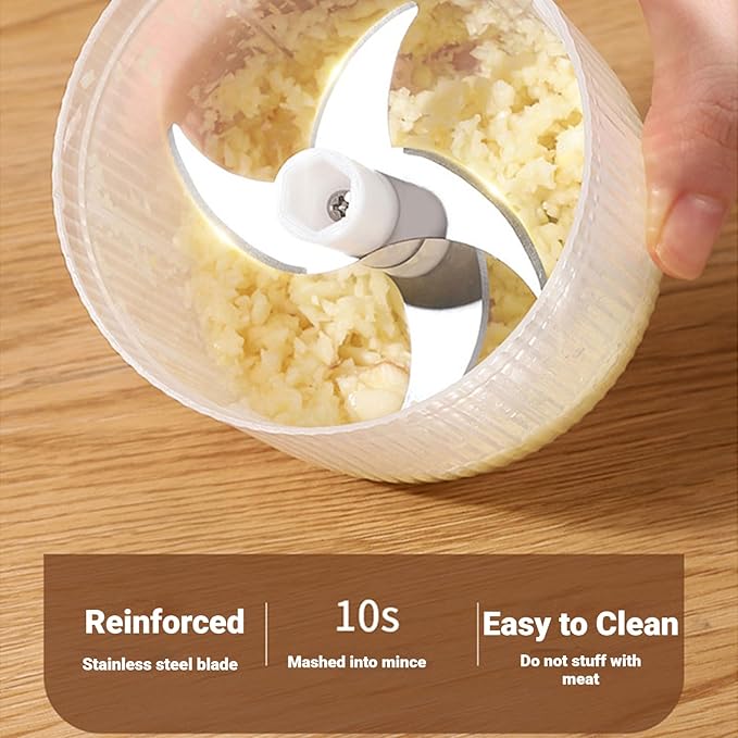 2026 New Electric Garlic Chopper, Mini Portable Veggie Chopper, Small Cordless Garlic Choppers Mincer, USB Rechargeable, 350ML Electric Mini Veggie Cutter for Onion, Garlic, Chili, Ginger (White*2)