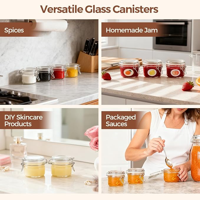 ComSaf 4oz Glass Spice Jars with Airtight Lids (Value Pack of 12), Bulk Mini Mason Jars for DIY Wedding Favors, Spices, Herbs & Crafts, 120ml Small Glass Canisters for Complete Pantry Organization