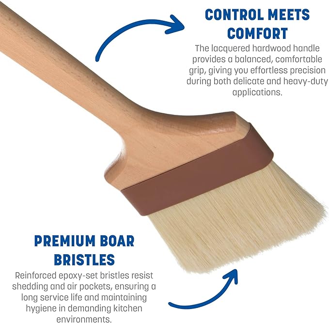 SPARTA Chef Series Basting Brush, Angled Boar Bristle Pastry Brush for Cooking and Baking, 4" Wide, 1 Count