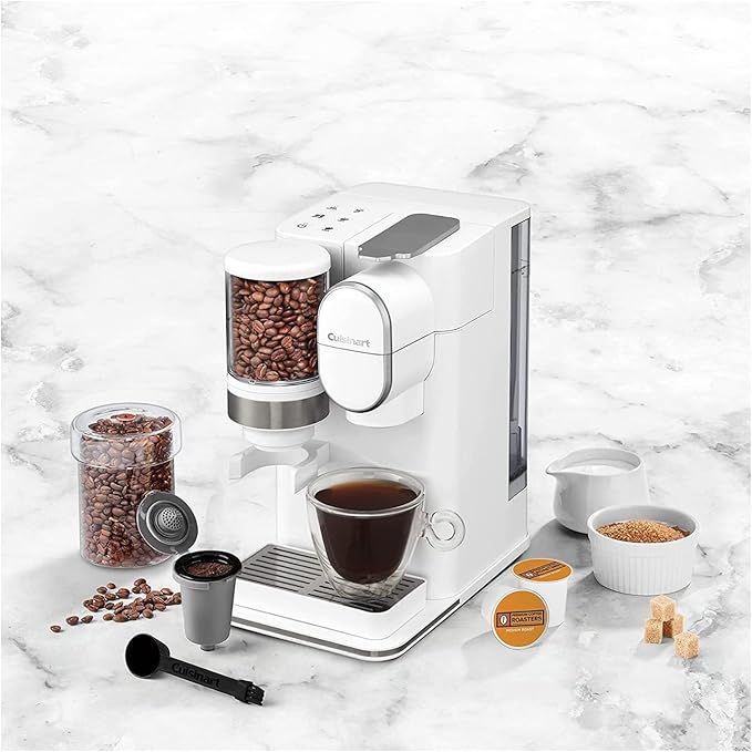 Cuisinart Single-Serve Coffee Maker + Coffee Grinder with 8 oz., 10 oz., and 12 oz. Serving Size, Compatible with Single-Cup Pods, 48-Ounce Removable Reservoir, Stainless Steel, DGB-2W