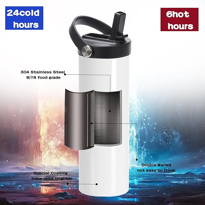 25 Pack 20oz Sublimation Tumblers Bulk, Flat Edge Sublimation Tumbler Blank, Skinny Straight Stainless Steel Blanks Cups with Individual Box(25, HNADLE LID A)