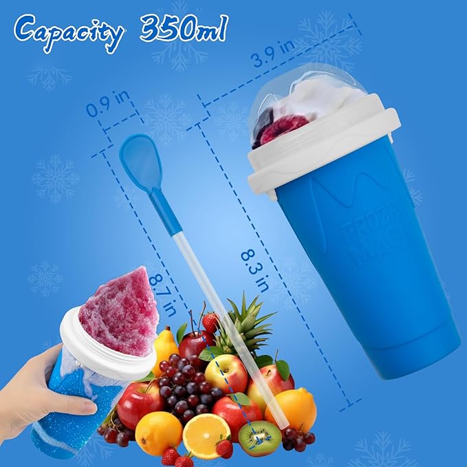 Slushy Maker Cup,DIY Magic Slushie Makers Squeeze Cups, Portable Smoothie Squeeze Cups for Juices, Milk and Ice Cream Make,Double Layer Squeezes Slushie Maker Cup, Birthday Gifts for Mom Dad & Friends