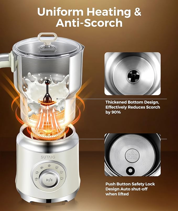 Milk Frother, 27oz All-in-1 Milk Steamer and Frother for Coffee, Variable Froth Thickness, Hot & Cold Foam Milk Warmer with Temperature Control