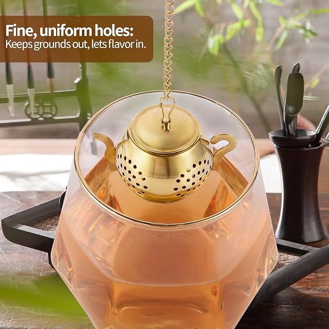 2-Pack Premium Tea Infusers with Spoon – 304 Stainless Steel Loose Leaf Tea Strainer & Steeper – Cute Teapot Design for a Thoughtful Brewing Journey