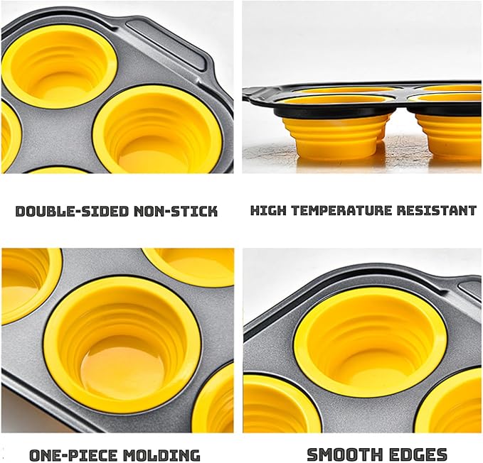 Pop Over Baking Pans Pop Over Pan Popover Pans Nonstick 6, Professional Grade for Bakery Kitchen Oven
