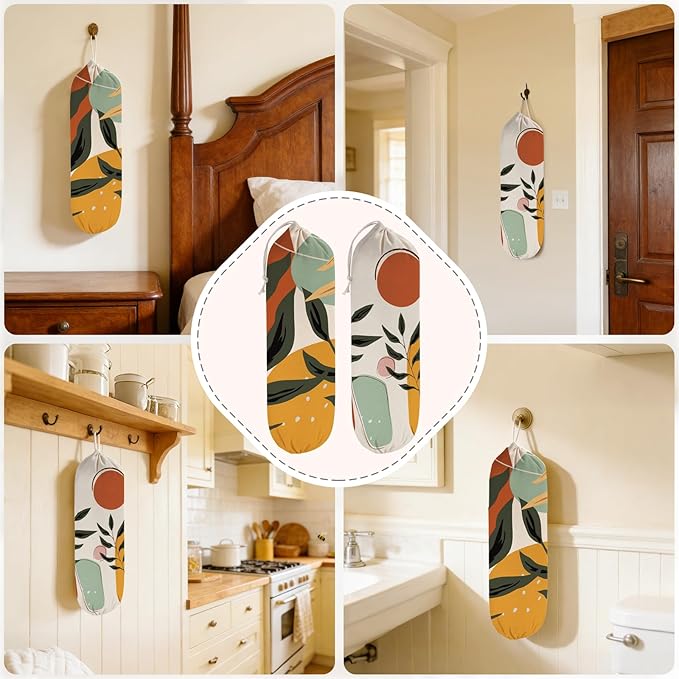 2PCS Boho Plastic Bag Holder for Kitchen Essentials, Reusable Hanging Grocery Bag Organizer, Washable Large Grocery Trash Garbage Bags Storage Dispenser Boho Kitchen Decor-06