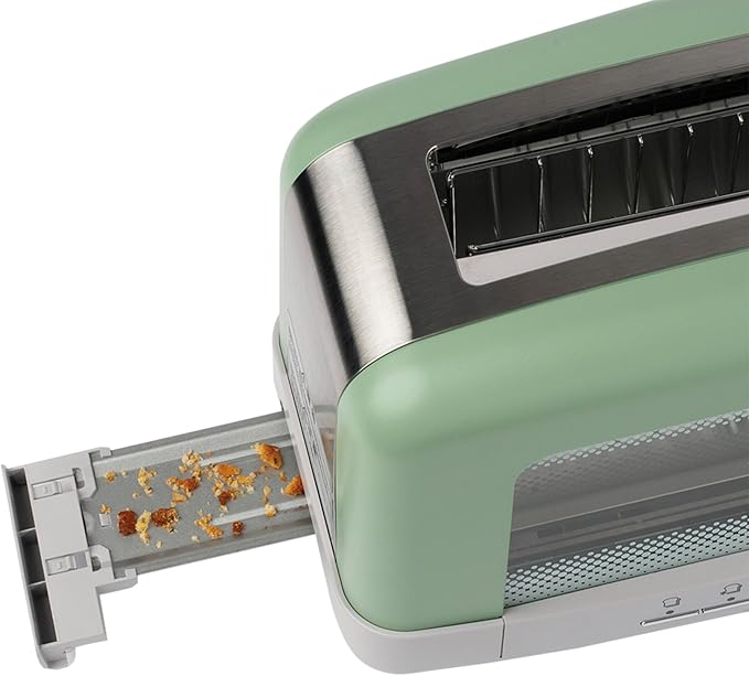 Graphite Heating Technology Pop-Up Toaster w/7 Heat Settings, 3 Toasting Functions & Unique Bagel Mode, Olive/Brushed Nickel
