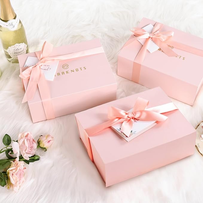 CARAKNOTS Maid of Honor Proposal Gift Box Set, Will You Be My Maid of Honor Gift, Pink Ready to Gift Bridesmaid Box with 12 oz Stainless Steel Tumbler, Bridal Party Bachelorette Wedding Favo