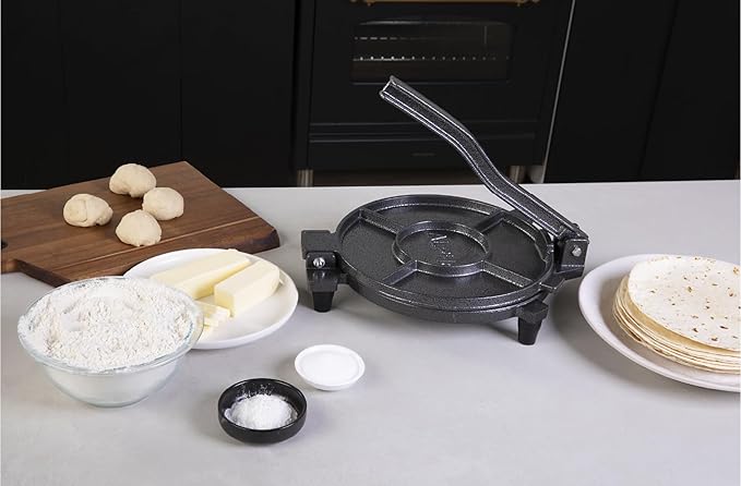 ALPHA LIVING Tortilla Press – 10 Inch Cast Iron Quesadilla Maker – Heavy Duty Empanada Maker Press – Cast Iron Tortilla Maker for Kitchen, Home Use