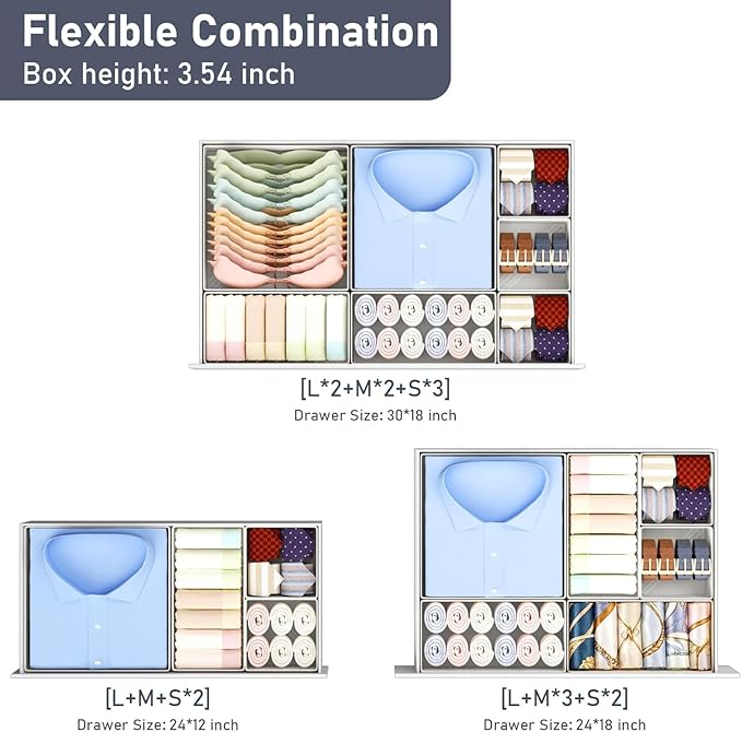 DIMJ Drawer Organizer Clothes Storage - 26 Pack Baby Dresser Organizer for Nursery, Foldable Closet Drawer Organizer Bins for Bedroom Organization, Fabric Storage Dividers for Socks, Underwears, Bras