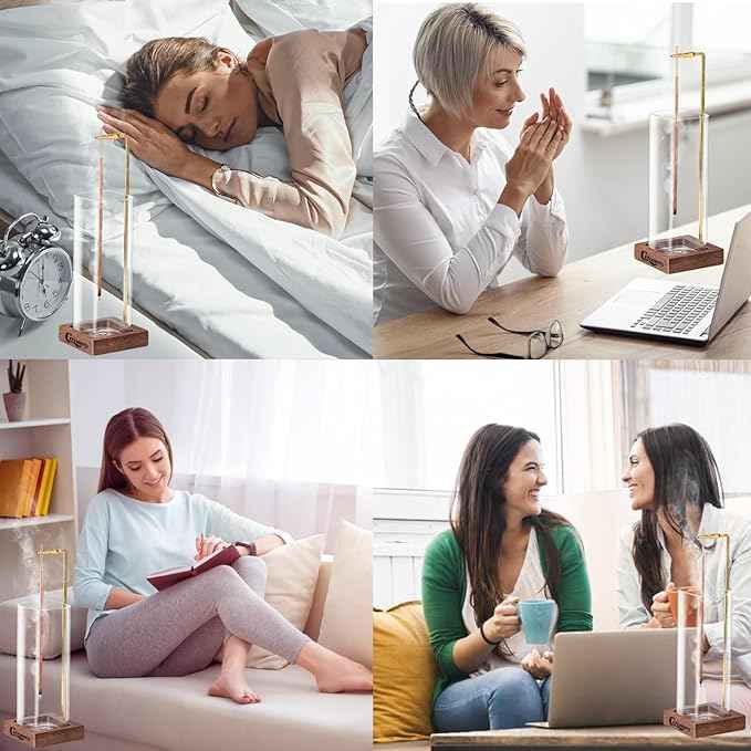 Ceremony Incense Holder,2Pack Wood Incense Holder for Sticks with Glass Ash Catcher,Incense Burner for Meditation Yoga Spa Room Decor
