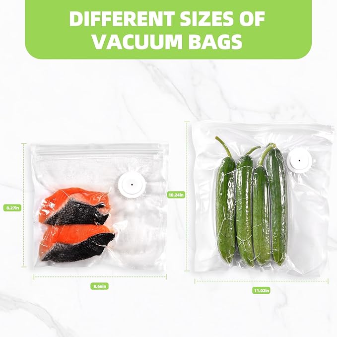 Vacuum Sealer Bags, Double Zipper Seal BPA Free Microwaveable Vacuum Storage Bag for Food