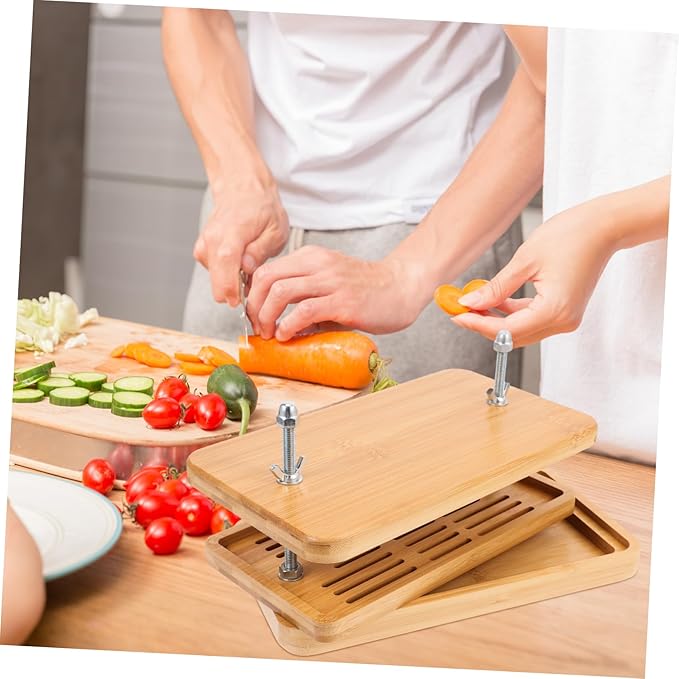 Hemobllo Bamboo Tofu Press 3-Layer Drip Tray Mold Adjustable Pressure Tofu Maker for Homemade Soybean Curd Efficient Kitchen Tool