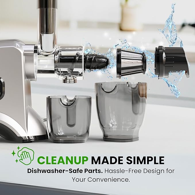 Eurolux Slow Masticating Juicer – Cold Press Machine for High-Yield Juice Extraction – Quiet & Powerful Juicer for Fruits and Vegetables – Easy to Clean, BPA-Free & Nutrient-Rich – Compact Design