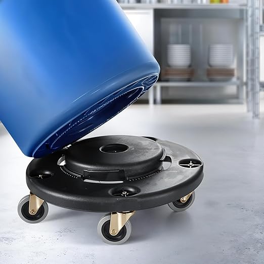 Plastic Prince 18" Trash Can Dolly with Wheels Black for 55 gal and 20 32 44 gal Brute Containers