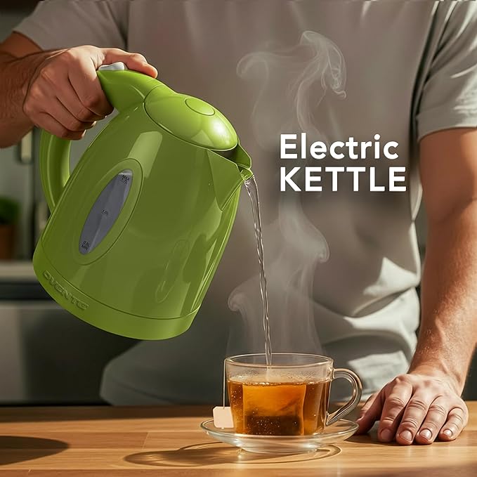 OVENTE Electric Kettle, 1.7L Fast Boiling Water Heater for Coffee or Tea, BPA Free with Water Level Gauge, Auto Shut-Off, Boil-Dry Protection, Indicator Light and Removable Filter, Green KP72G