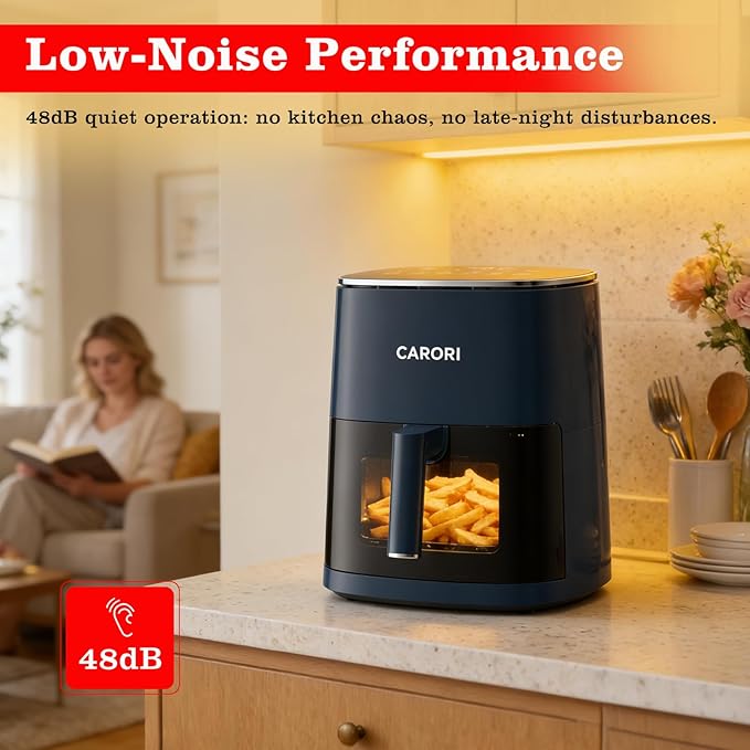 6Qt Air Fryer with Viewing Window, 12 Preset, Large Capacity, 400℉ Max Crisp, 1700W Quick Even Easy Meals, Nonstick Dishwasher Safe Basket, Bake Roast Dehydrate Reheat