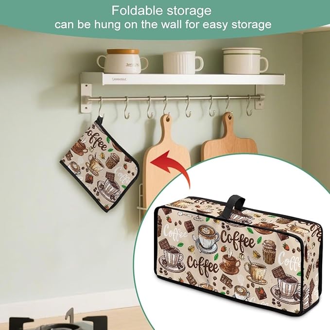 Coffee Toaster Cover 2 Slice Beige Cover for 2 Slice Slim Toaster, Easy to Fold and Carry Water-Resistant Dust Covers for Kitchen Appliances, Machine Washable