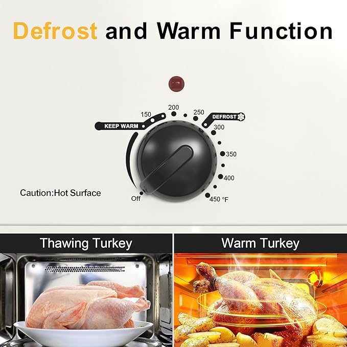 20 Quart Electric Roaster Oven with Self-basting Lid, Turkey Roaster Oven with Removable Pan and Rack, White
