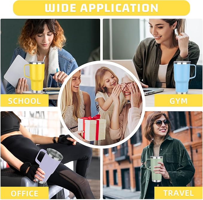 20oz Stainless Steel Insulated Tumbler with Handle and Lid, Double Wall Vacuum Insulated Coffee Mug, Leak Proof Travel Mug, Hot and Cold Drink, Mix Color-7