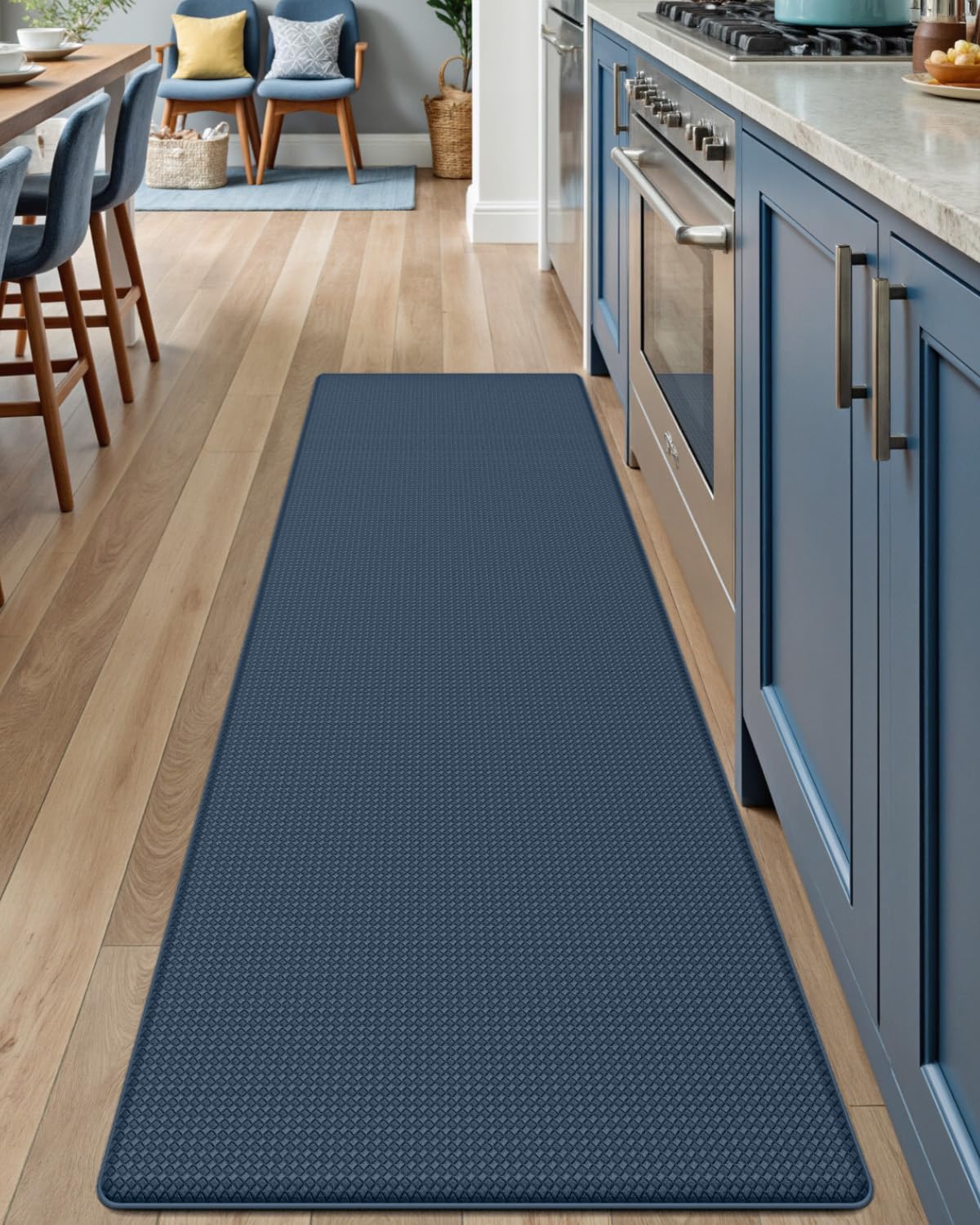 DEXI Kitchen Floor Mats Cushioned Anti Fatigue,17x59, Standing Runner Rug Waterproof, Comfort Memory Foam Padded for Front Sink Laundry, Navy