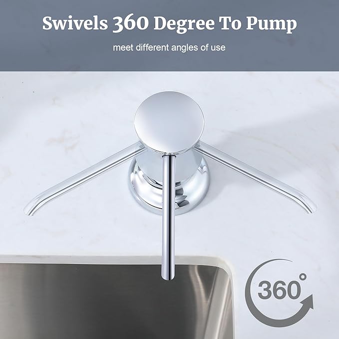 Sink Soap Dispenser for Kitchen Sink Chrome Upgrade with 40" Silicone Extension Tube Kit, Connect to Your Soap Bottle Directly