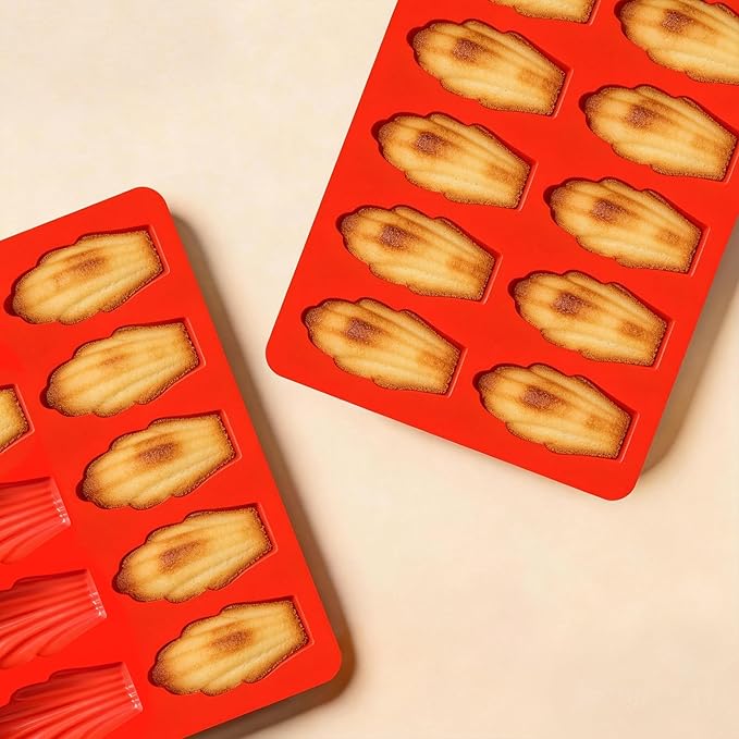 3Pcs Silicone Madeleine Pan for Baking, 10-Cavity Madeleine Mold for Madeleine, Non-stick Madeleine Bakeware for Cookies(Regular(10-Cavity) 3Pcs)