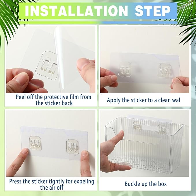 8 Pcs Storage Organizer Bins Wall Mounted Organizer Basket Plastic Cabinet Door Bins Stackable Hanging Baskets for Organizing for Wall Refrigerator Kitchen Bathroom Pantry(3.35'',White)