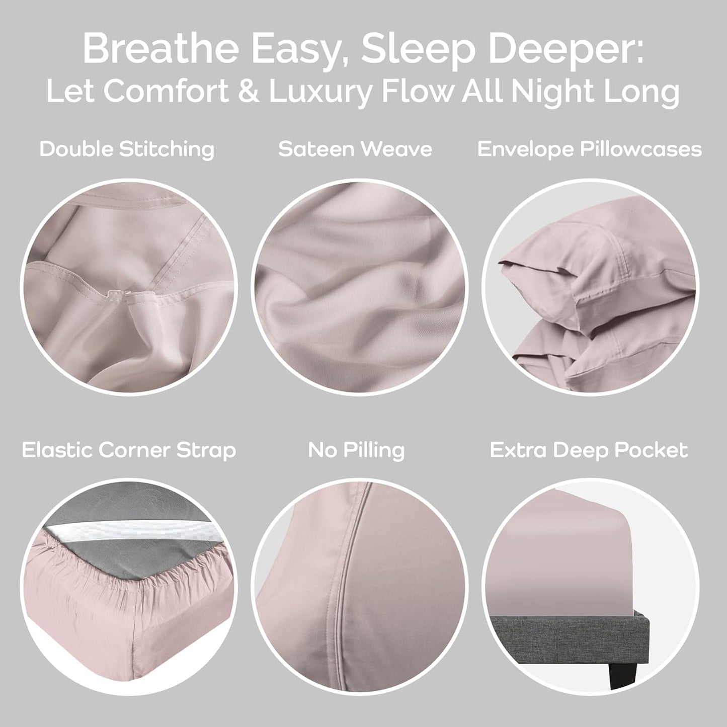 100% Viscose from Bamboo Sheets King Size, Super Soft Bedding Set, 4PC Cooling Sheets for Hot Sleepers, Vegan Silk Moisture Wicking, Organically Grown Bedsheet, Blush - 76" x 80"