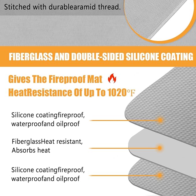 Heat Resistant Mat for Air Fryer,Deep Fryer,Oven,Gray 16x24in Hot Pads for Kitchen Counter Heat Protector,Deep Fryer Coffee Machine Accessories,Under Coffee Maker Mats for Quartz Countertop Protector