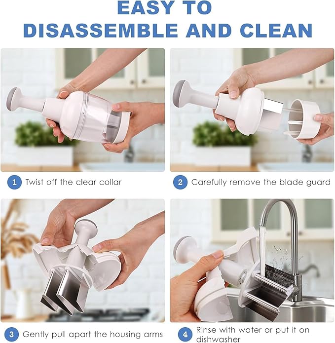 Pamperεd Chef Food Chopper, Vegetable Chopper, Onion Chopper, Garlic Chopper, Manual Hand Chopper For Vegetables Salads Onion Ginger Carrot Garlic Fruit Nuts, Dishwasher-safe, White, Easy to Clean