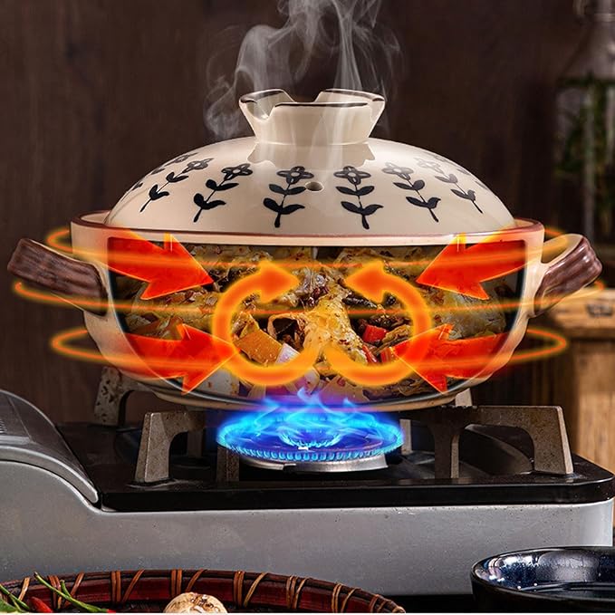 Ceramic Casserole, Japanese Clay Pot Donabe Stone Rice Pot With Lid, Earthen Pot Stockpot Ceramic Casserole Cooker Healthy Cookware Stove Pot Soup Hot Pot(Color:A)