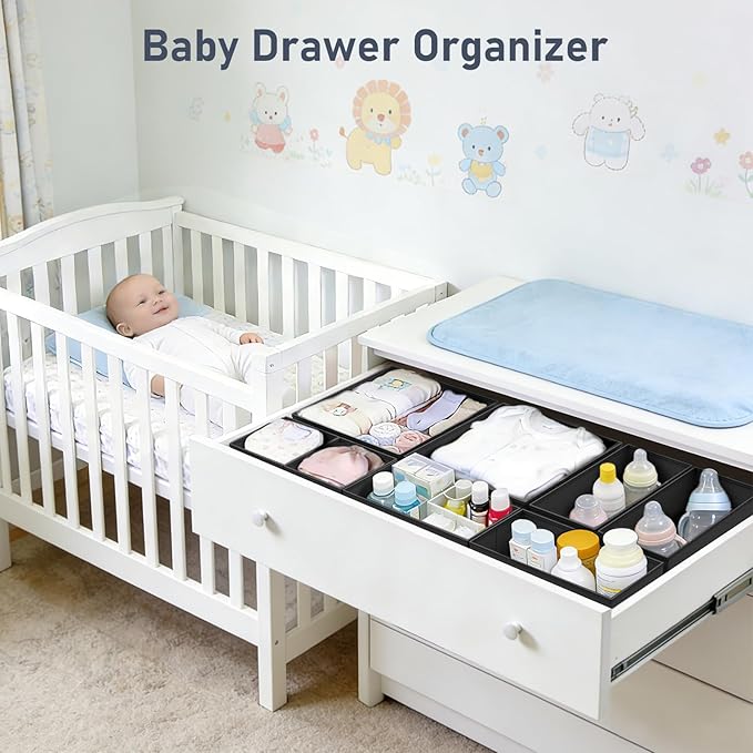 DIMJ Drawer Organizer Clothes- 26 Pack Baby Dresser Organizer for Nursery, Small Fabric Closet Drawer Organizer Bins for Underwears Socks, Foldable Storage Dividers Organization for Bedroom