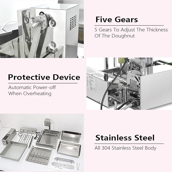 Kolice Commercial 2600pcs/hour Mini 6 Rows Donuts Machine, Doughnut Maker, Frying Donuts Maker, Mini Donut Maker, Street Food Snack Food Equipment