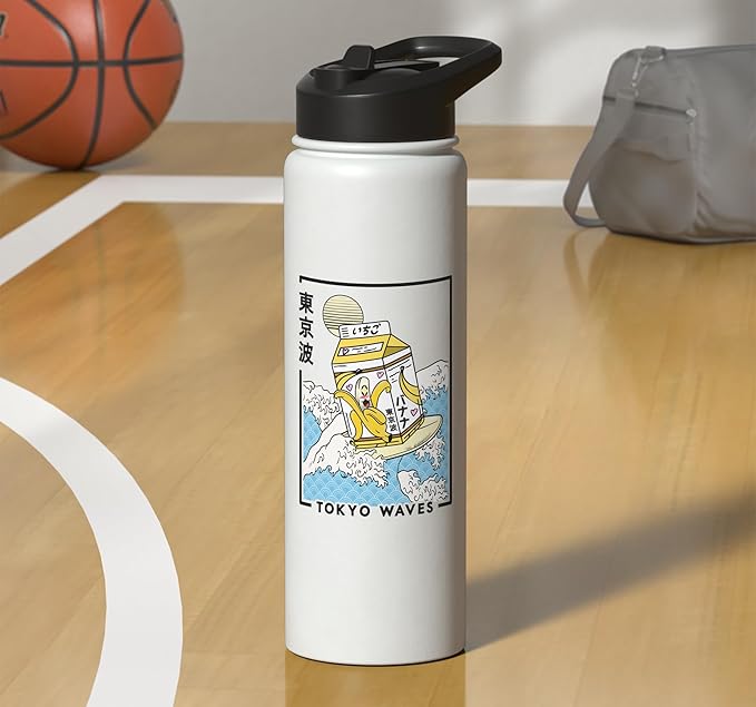 Banana Milk Carton Japanese Wave Anime Kids Kawaii Aesthetic Stainless Steel Insulated Water Bottle
