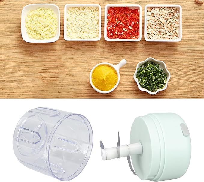 Electric Garlic Chopper, Mini Electric Garlic Chopper Large Capacity Powerful Motor 304 Stainless Steel Food Processor 250ml (Green) Baby Food Grinder