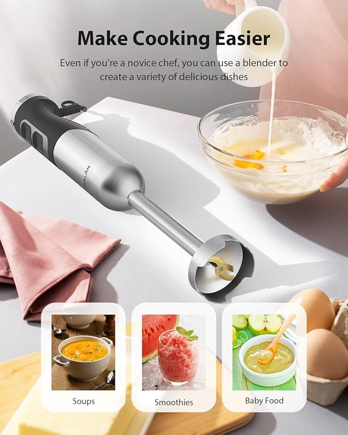 1000W Powerful Immersion Blender Handheld, 2025 New Update Hand Blender with 25-Speed and Heavy-Duty Copper Motor