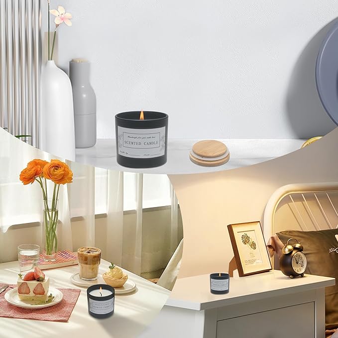 MILIVIXAY 20 Pack 4 OZ Matte Black Glass Candle Jars with Lids and Candle Making Kits - Bulk Small Empty Candle Jars for Making Candles - Spice, Powder Containers.