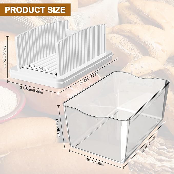 Kiss Core Upgrade Pull Out Bread Slicer for Homemade Bread with Bread Box, Foldable Bread Slicing Guide,Removable Cutting Board, Slice Evenly, Bread cutter slicer Suitable for Bread Making Supplies