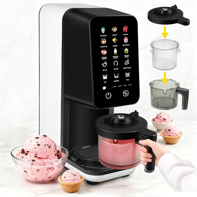 12 In 1 Ice Cream Machine, Electric Soft Serve Ice cream maker machine for Home & Office, Gelato, Slushie, Italian Ice, Sorbet, Milk Shake, FrozenYogurt, Light Ice Cream, Soft Serve Ice Cream Machine
