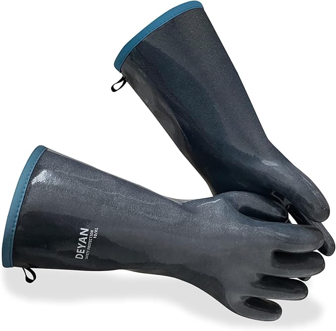 DEYAN Silicone BBQ Gloves, 600°F Heat Resistant Oven Mitts for Grilling, Smoking & Baking - Waterproof, Oil Proof Non-Slip Kitchen Gloves for Cooking, Frying, BBQ Accessories(7/S)