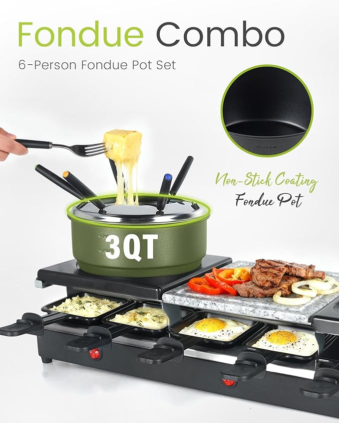 Raclette Table Grill - Indoor Electric Grill Griddle - Nonstick Extra Large Reversible 4-In-1 Outdoor Dishwasher Safe with Cheese 12 Paddles 12 Spatulas for 12 Person, FD-12RN1650
