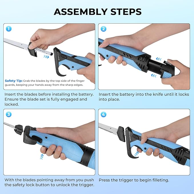 Calamus BladeVolt Rechargeable Cordless Electric Fillet Knife with 7" & 9" Blades, 27,000 RPM Motor, Type-C Battery, Non-Slip Grip & Safety Lock, Portable Carry Case, Fishing Gear and Gifts for Men