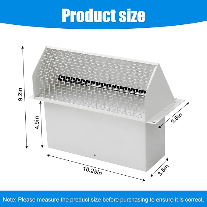 Wall Vent Cap for Broan Exhaust Fan for Kitchen Range Hood Bathroom Exhaust Dryer Vent for 3-1/4" x 10" (white)