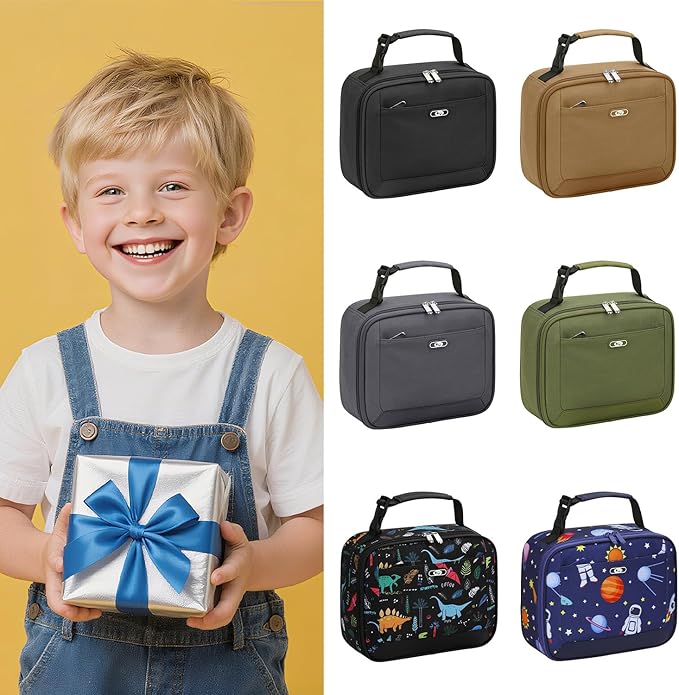 Lunch Box Kids Insulated Lunch Bag for Boys Girls Cute Reusable Lunch Tote Bag Waterproof Portable Thermal Lunch Box Kids for School Picnic Travel Blue Car