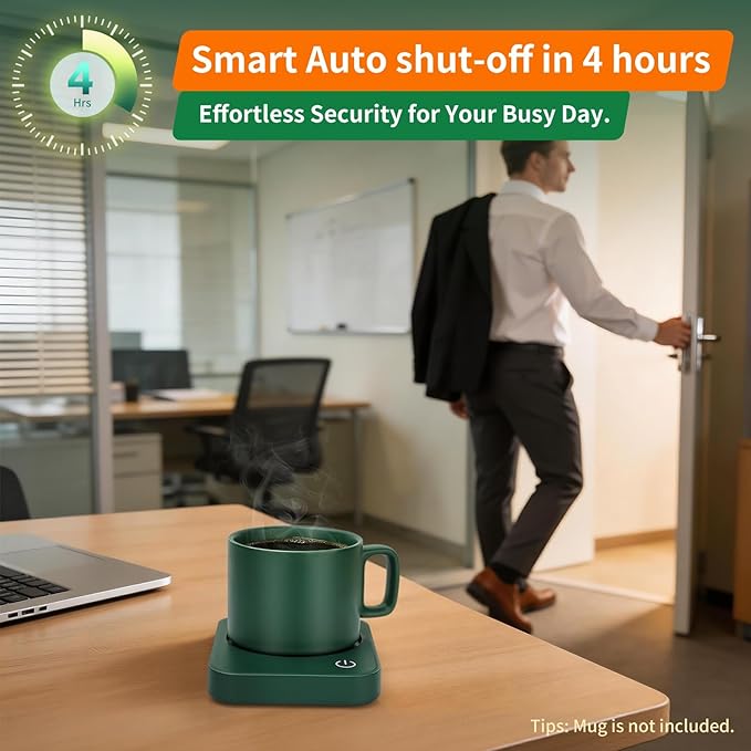 VOBAGA Coffee Mug Warmer for Desk with Auto Shut Off & 3-Temp Settings, Coffee Cup Warmer with Smart Safety Alert Home Office Accessory, Perfect for Coffee, Tea, Milk (No Mug)