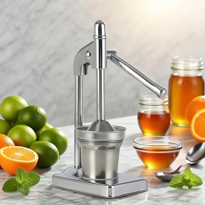 Cast Iron Hand Juicer, Manual Citrus Press, Heavy Duty Lime Lemon Orange Juicer for Fresh Juice, Easy Clean