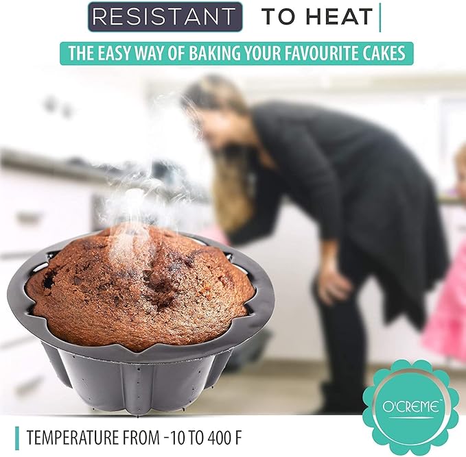 O’Creme Bakeable Plastic Mini Cake Pan with Container - Baking Pan With Non-Stick Silicone - Reusable Mold For Baking and Much More - and Clear Snap-Closure Container - 50 Cake Pans + 50 Containers